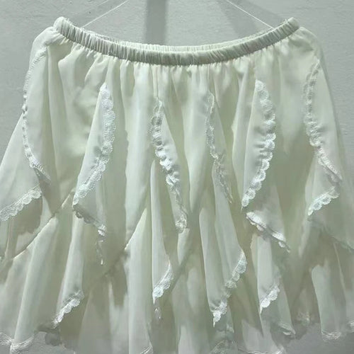 Load image into Gallery viewer, Solid Spliced Ruffles Loose Mini Skirt For Women High Waist Temperament Elegant Skirts Female Fashion Style Clothes

