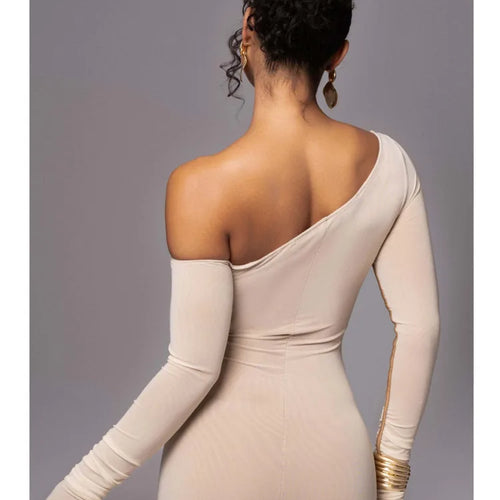 Load image into Gallery viewer, Elegant Long Sleeved Mesh Patchwork Dress For Women Elastic Tight Double Layered Vestidos Sheath Party Evening Dress2024
