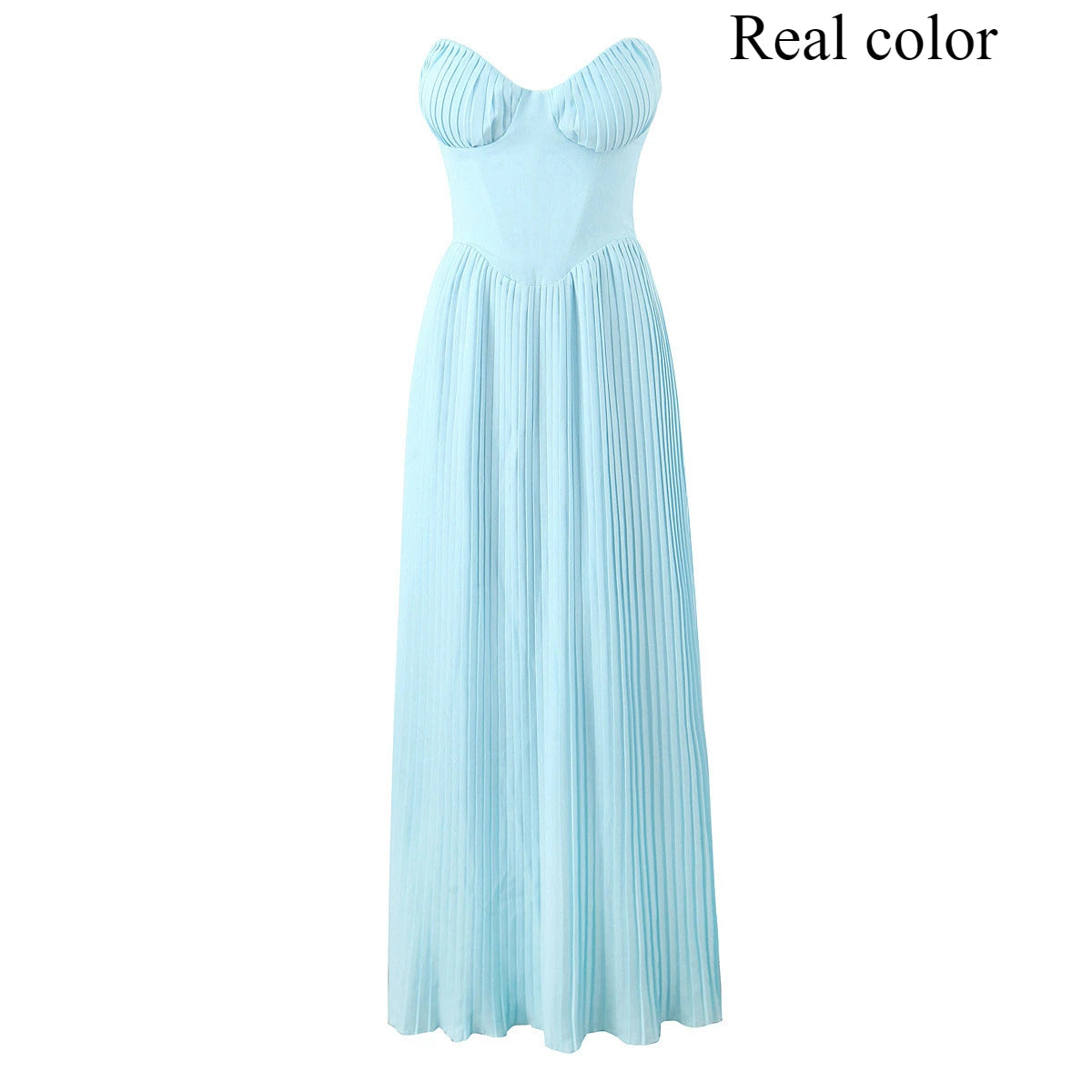 Summer Sexy Strapless Dresses Women 2024 New Arrivals Elegant Pleated Dress Maxi Bustier Corset Party Dresses Club