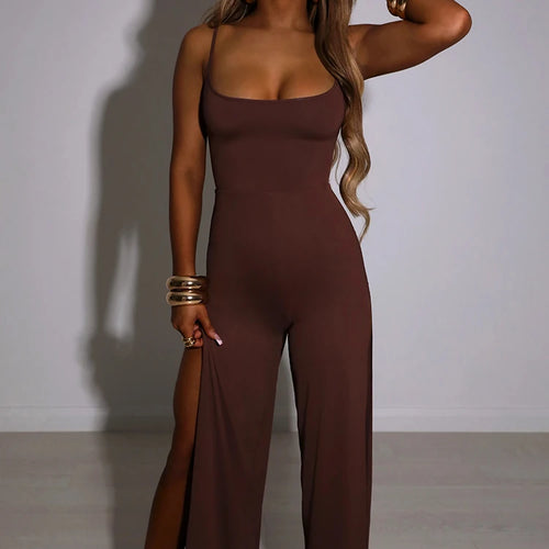 Load image into Gallery viewer, Sexy Backless High Slit Bandage Women Jumpsuits White Spaghetti Strap Elegant Jumpsuit Female Summer Slim Party Clubwear
