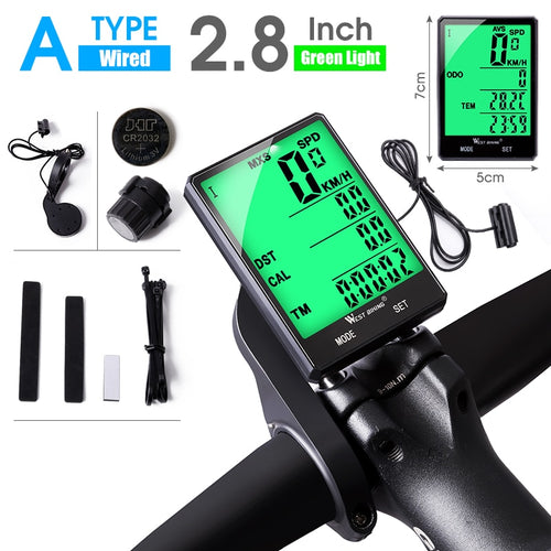 Load image into Gallery viewer, 2.8&quot; Large Screen Bicycle Computer Wireless Wired Bike Computer Waterproof Speedometer Odometer Cycling Stopwatch
