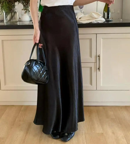 Spring Summer French Solid Elegant Sexy Club A-line Pleated Long Skirt Women High Waist Vacation Slim Wrap Hip Fishtail Skirts