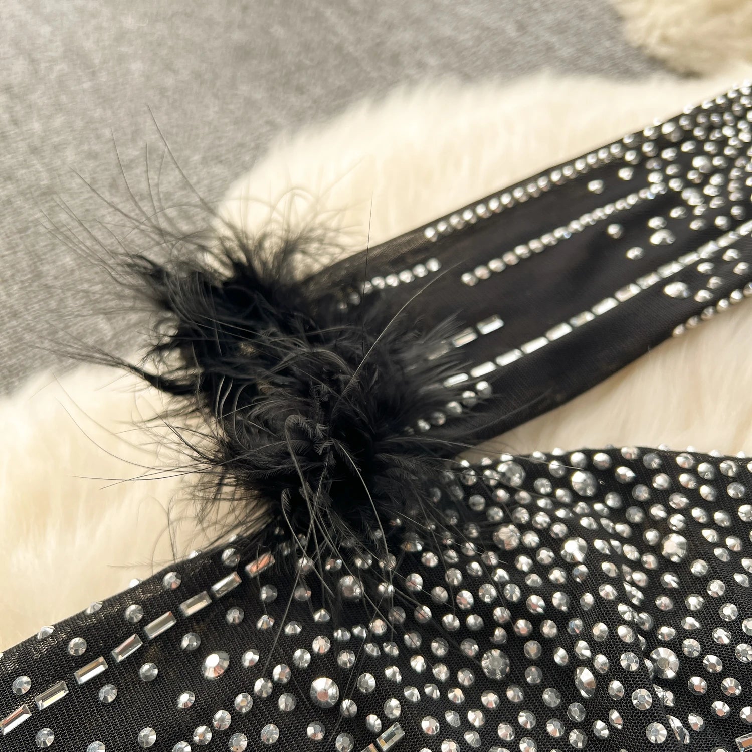 Women Luxury Black Slim  Round Neck Diamond Long Sleeve Mesh Dress Autumn Elegant Evening Party Carpet Show Stage Costume Dress