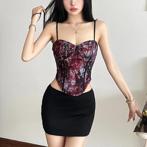Load image into Gallery viewer, y2k Corset Top Women Summer Lace Patchwork Spaghetti Strap Sleeveless Camisole Vest 2000s Aesthetic Clothing Streetwear
