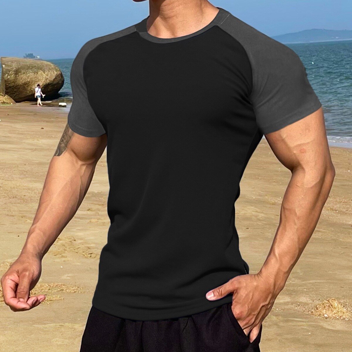 Summer Fitness Training T-shirt Men Casual Short Sleeve Shirt Male Gym Bodybuilding Skinny Tees Tops Running Sport Clothing