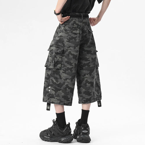 Load image into Gallery viewer, High Street Men&#39;s Denim Shorts New Summer Large Pockets Design Multi Buttons Male Straight American Style Bottoms  9W1672
