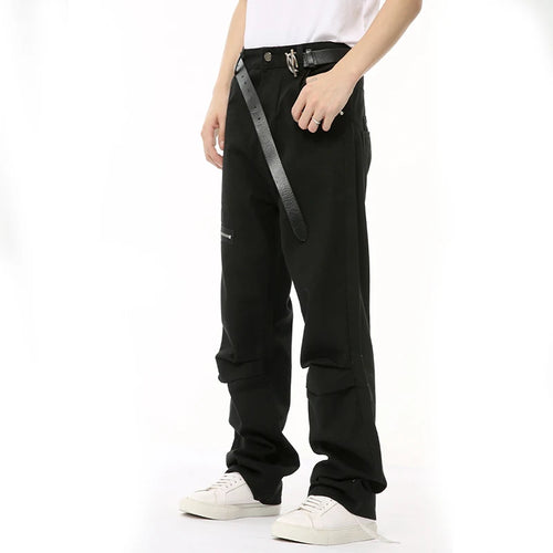 Load image into Gallery viewer, Male Cargo Pants High Street Zipper Splicing Folded Design Wide Leg Casual Men&#39;s Overalls New Autumn 2024 Chic 9C6693
