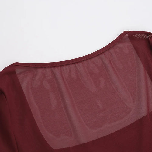 Load image into Gallery viewer, See Through Mesh Sexy Maxi Dress For Women Fashion Square Collar Long Sleeve Ruched Bodycon Club Party Long Dress
