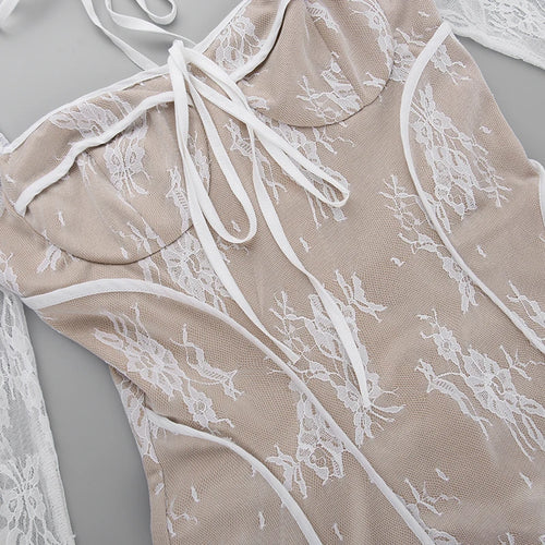 Load image into Gallery viewer, Elegant Print Mini Dress For Women Autumn Winter New Square Collar Long Sleeve Backless Loose Club Party Sexy Dress
