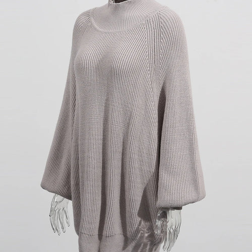 Load image into Gallery viewer, Solid Loose Spliced Pockets Casual Sweaters for Women High Neck Long Sleeves Minimalist Sweater Female Clothing New
