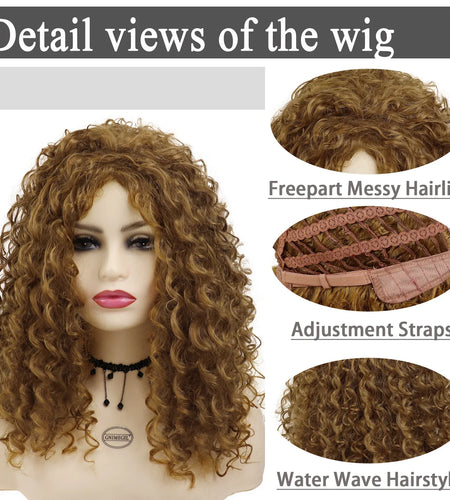 Synthetic Ginger Color Wig Long Curly Wigs for Women Soft Thick Wig Deep Wave Afro Wig Female Hair Wig Costume Party