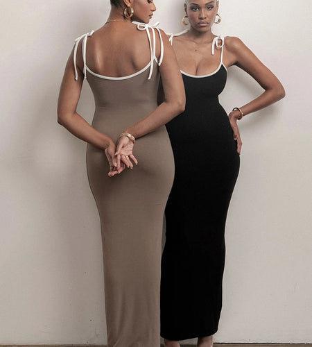 Spaghetti Strap Lace-up Sexy Maxi Dress For Women Gown Fashion Sleeveless Backless Bodycon Evening Sexy Long Dress