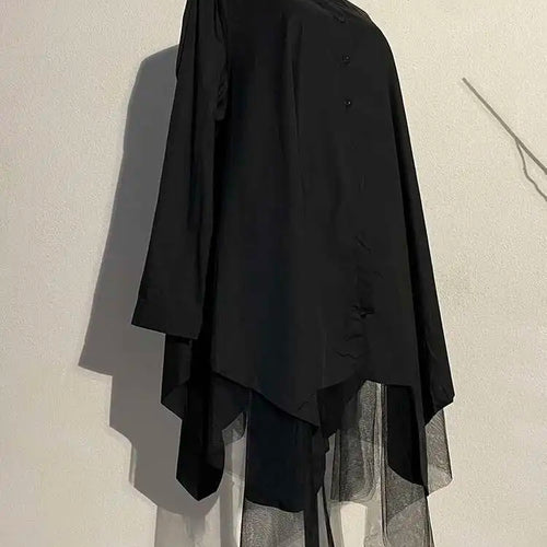 Load image into Gallery viewer, Women Black Irregular Hem Big Size Shirt Dress New Lapel Long Sleeve Loose Fit Fashion Tide Spring Autumn 2025 1DE2485
