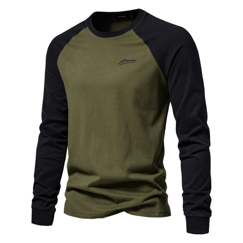 Load image into Gallery viewer, Men&#39;s T-shirts 100% Cotton Long Sleeve O-neck Pactwork Casual T shirts for Men Spring Designer Tees Men Clothing
