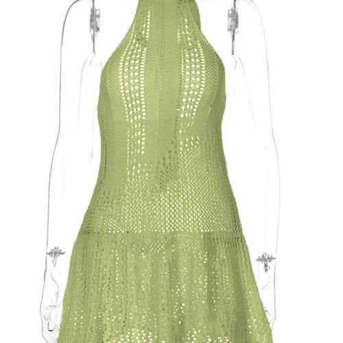 Load image into Gallery viewer, Sexy Sleeveless Knitted Sweater Dress For Women Summer 2024 New Sleeveless Hanging Collar Female Holiday Party Beachwear
