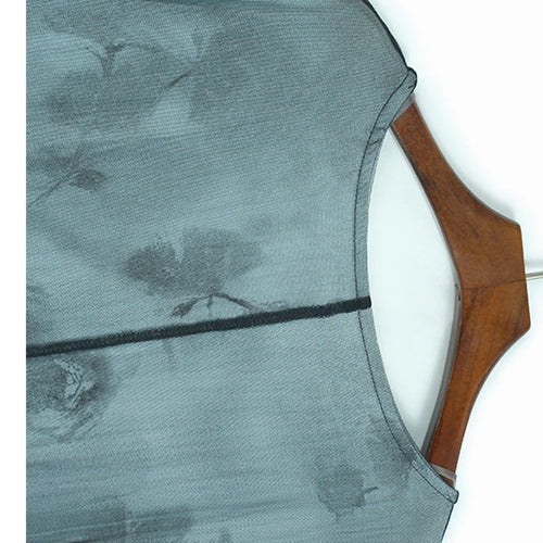 Load image into Gallery viewer, Women Blue Pattern Printed Mesh Big Size Midi Dress New Round Neck Short Sleeve Fashion Tide Spring Summer 2025 1DJ1326
