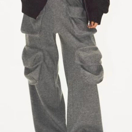 Load image into Gallery viewer, Loose Spliced Pockets Casual Pants for Women High Waist Patchwork Lace Fashion Wide Leg Pant Female Clothing New
