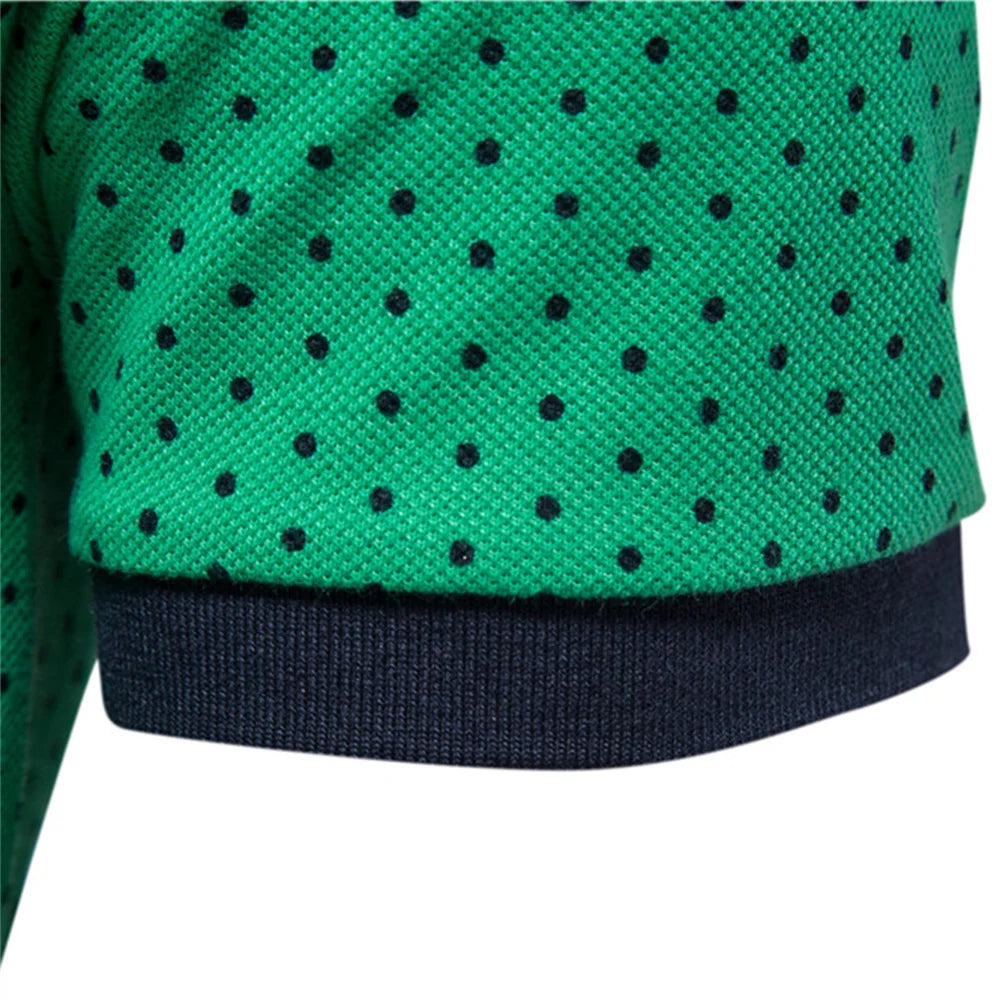 Summer Cotton Dot Printed Polo Shirts for Men Casual Social Business Mens Polos Short Sleeve Polo Men's Clothing
