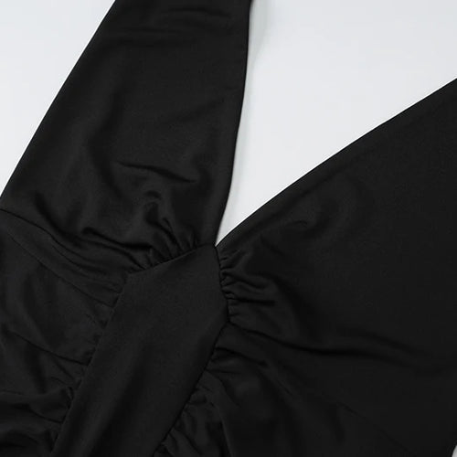 Load image into Gallery viewer, Halter Deep V Neck Sexy Maxi Dress For Women Gown Black Sleeveless Backless Bodycon Ruched Club Party Long Dress
