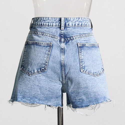 Load image into Gallery viewer, Hollow Out Shorts For Women High Waist Patchwork More Than A Pocket Denim Short Pants Female Fashion Style Clothing

