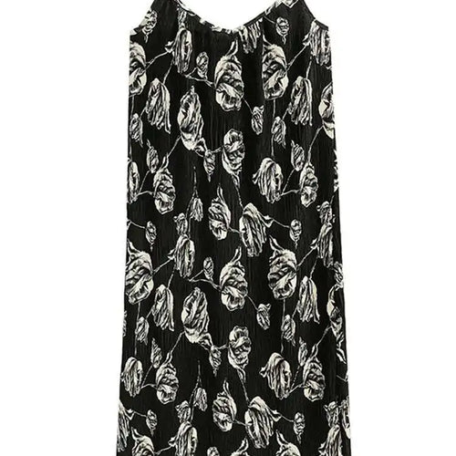 Load image into Gallery viewer, Women Apricot Pleated Printed Elegant Spaghetti Strap Dress New V-Neck Sleeveless Fashion Tide Spring Summer 2025 1DH4770
