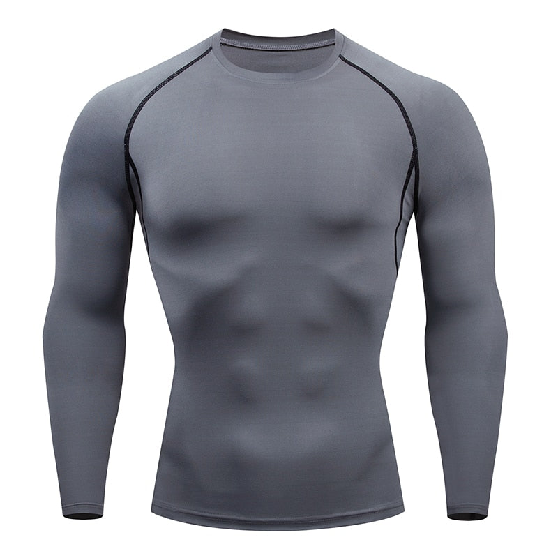 Mens Sport Compression Shirt Gym Tight Sweatshirt Running Top for Fitness T-shirt Bodybuilding Clothes Jogging Rashguard Dry Fit