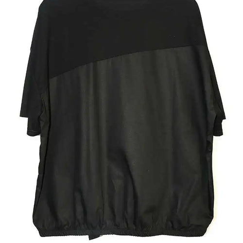 Load image into Gallery viewer, Women Black Pocket Irregular Spliced Big Size T-shirt New Round Neck Short Sleeve Fashion Tide Spring Summer 2025 1DJ0621
