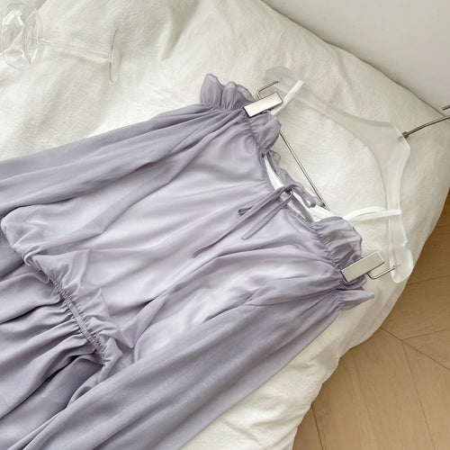 Load image into Gallery viewer, Spring Purple Sexy High Waist Festival Ruffle Edge Party Short Dress Women Elegant Backless Asymmetric Pleated Mini Dresses 2025
