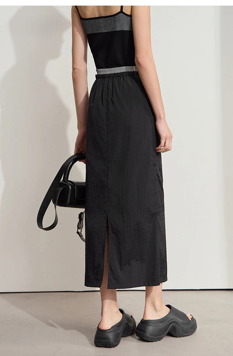 Office Lady Summer Skirt for Women New 2025 Solid Sunscreen Straight Thin Mid Length Skirts Female Fashion Casual 12542033