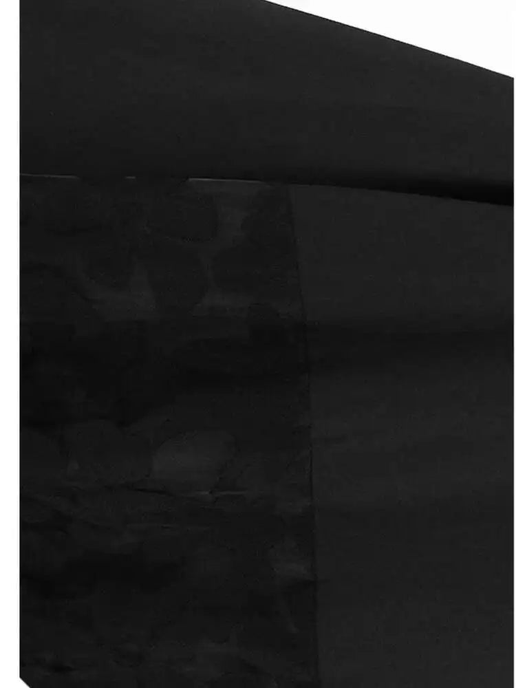 Women Black Flower Mesh Big Size Ruffles Casual Dress New Round Neck Long Sleeve Fashion Tide Spring Autumn 2025 1DH8213