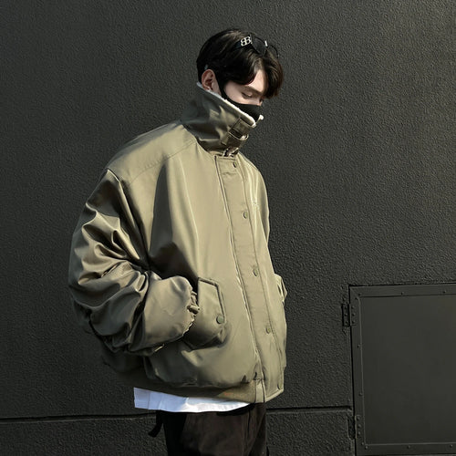 Load image into Gallery viewer, Lamb Wool Collar Retro Cotton Padded Clothes American Men Solid Color 2024 Winter New Stylish Male Jacket Tide 9C8933
