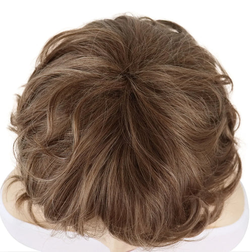 Load image into Gallery viewer, Synthetic Hair Curly Short Wigs for Women Brown Wig with Bangs Natural Hairstyles Mommy Wig Short Fluffy Wigs for Christmas Gift
