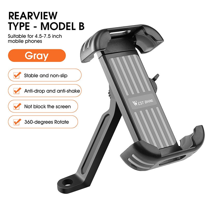 Motorcycle Phone Holder 360° Adjustable Bike Phone Support Electric Scooter Smartphones Bracket Gps 4.5-7.5 Inch