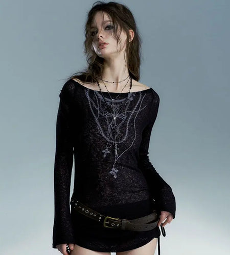 Ropa Mujer T Shirts Women Slash Neck Long Sleeve Tunic Tees Casual Print Summer Camisetas Sexy Off Shoulder Tshirts Tops