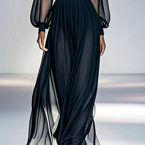 Load image into Gallery viewer, Woman Evening Luxury Party Maxi Dresses Summer Spring Elegant Gauze Puff Sleeves Pleated Birthday Long Dresses
