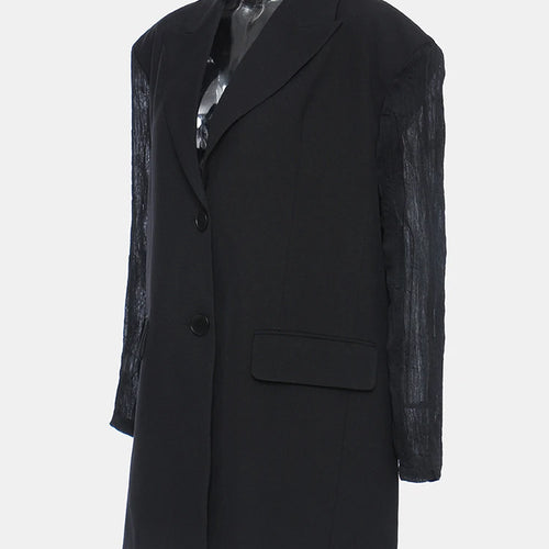 Load image into Gallery viewer, Women Black Pleated Back Bandage Big Size Blazer New Lapel Long Sleeve Loose Fit  Jacket Fashion Spring Autumn 2025 1Y053
