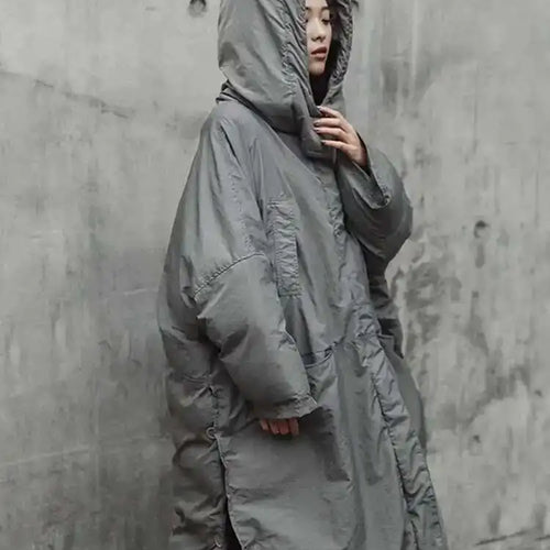 Load image into Gallery viewer, Hooded Cotton-padded Gray Big Size Long Warm Coat Long Sleeve Loose Fit Women Parkas Fashion Autumn Winter 2025 JE02002
