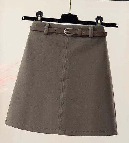Fashion Black A-line Mini Skirt Women Autumn Winter High Waist Woolen Skirt Female Brown Casual All-match Basic Short Skirts New