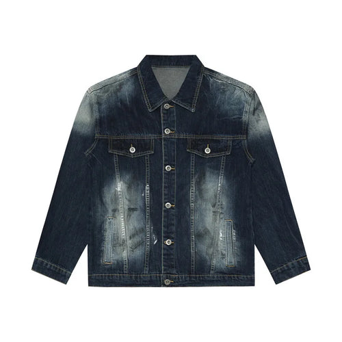 Load image into Gallery viewer, High Street Men&#39;s Two-piece Sets Worn-out Plotch Hole Turn-down Collar Denim Jackets Straight Wide Leg Male Jeans 9C8969

