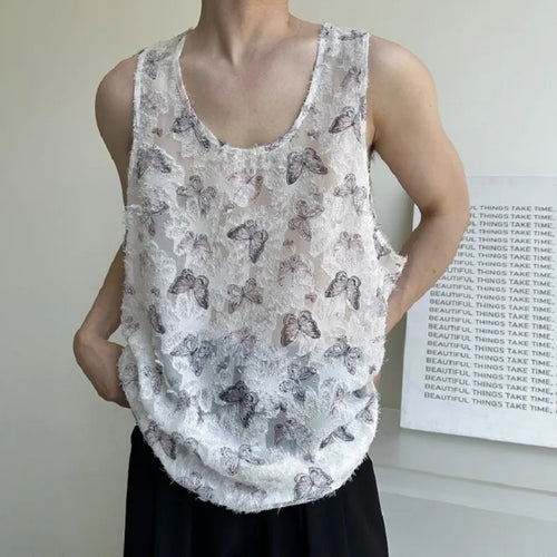 Load image into Gallery viewer, Fashion Thin Men&#39;s Tank Tops Casual Round Neck Sleeveless Butterfly Vintage Male Clothing Chic Summer Trend 9C6358
