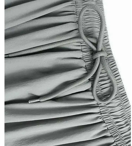 High Elastic Waist Gray Brief Long Elegant A-line Half-body Skirt Women Fashion Tide New Spring Autumn 2025 1DH6196