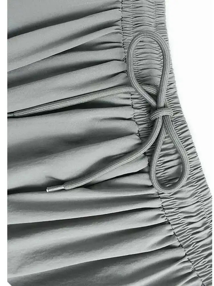 High Elastic Waist Gray Brief Long Elegant A-line Half-body Skirt Women Fashion Tide New Spring Autumn 2025 1DH6196