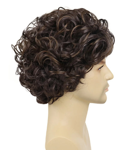 Synthetic Natural Curly Wig for Man Short Wig Men Spanish Mix Brown Color Cosplay Wigs Bombshell Wig Halloween Costume