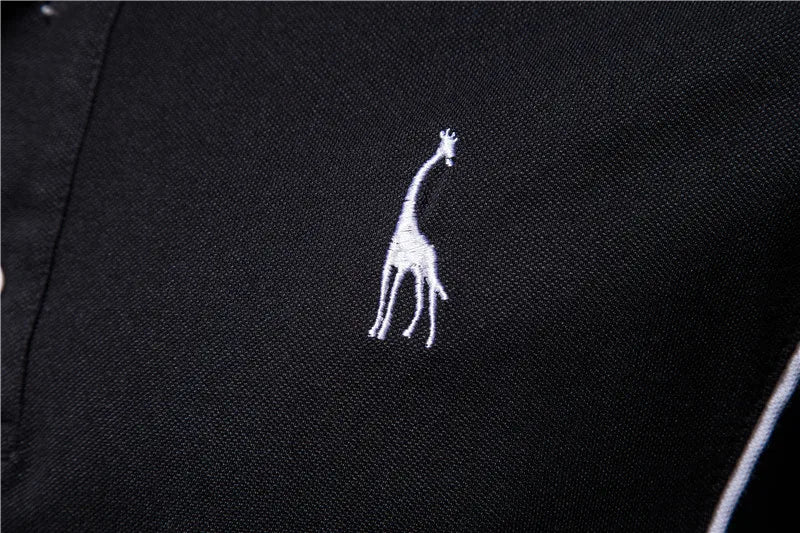 Summer Cotton POLO Shirt Men Turn Down Collar Casual Social Style Giraffe Brand Embroidery Mens Polos Male Tops Tees