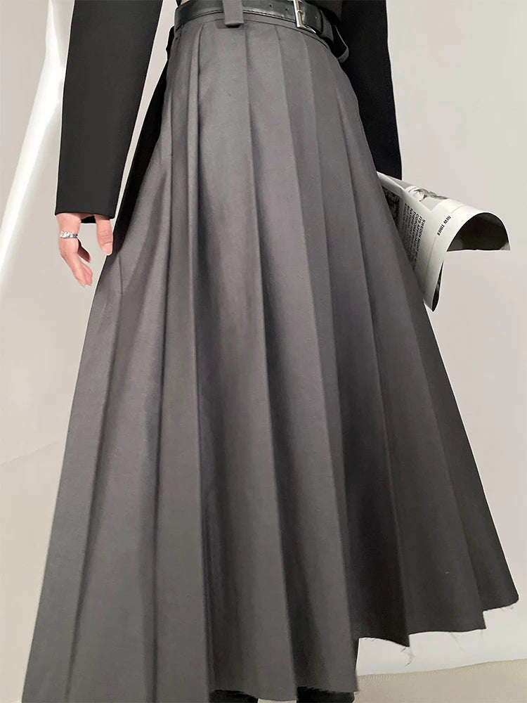Pleated A Line Skirts For Women High Waist Temperament Elegant Summer Skirt Female Fashion Style Clothing