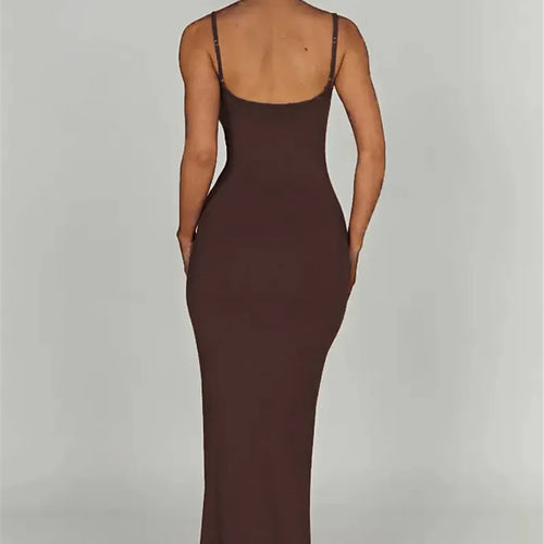 Load image into Gallery viewer, Spaghetti Strap Backless Bodycon Maxi Dress Women Autumn New Thickened Fabric Sleeveless Club Party Sexy Long Dress
