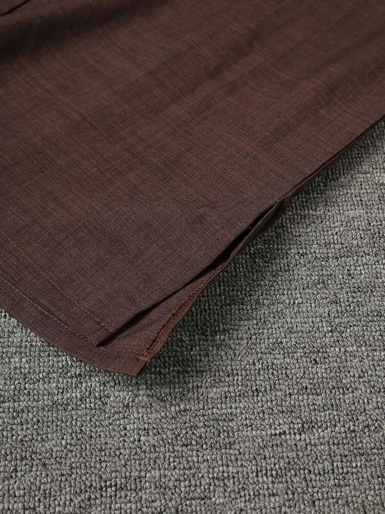 Women Dark Brown Irregular Big Size Elegant Blouse New Scarf Collar Long Sleeve Shirt Fashion Spring Autumn 2025 CPG2867