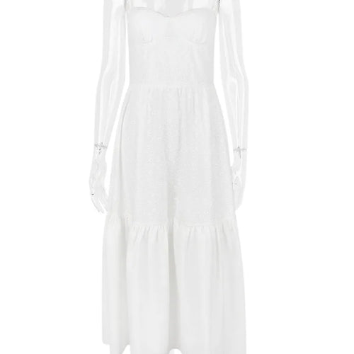 Load image into Gallery viewer, Elegant White Spaghetti Strap Midi Dress For Women Fashion Strapless Sleeveless Backless A-line Club Party Dress
