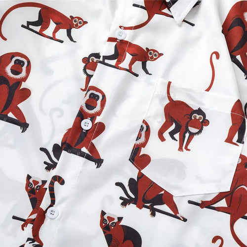 Load image into Gallery viewer, Harajuku Hawaiian Shirts Cartoon Monkey Graphic Printed Blouse Men Summer Casual Baggy Short Sleeve Button Up Beach Shirt Tops

