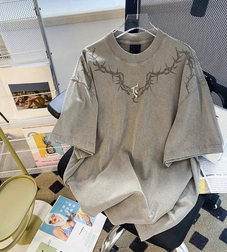 Women Clothing Streetwear Hip-hop T Shirts Oversized Tops Summer Tees Print Vintage Camisetas O-neck Short Sleeve Y2k T-shirt